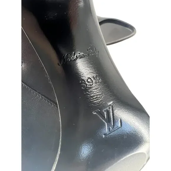 Louis Vuitton Donna Ankle Boots Black Calf Leather Monogram Studs Size 39.5 - Picture 15 of 16